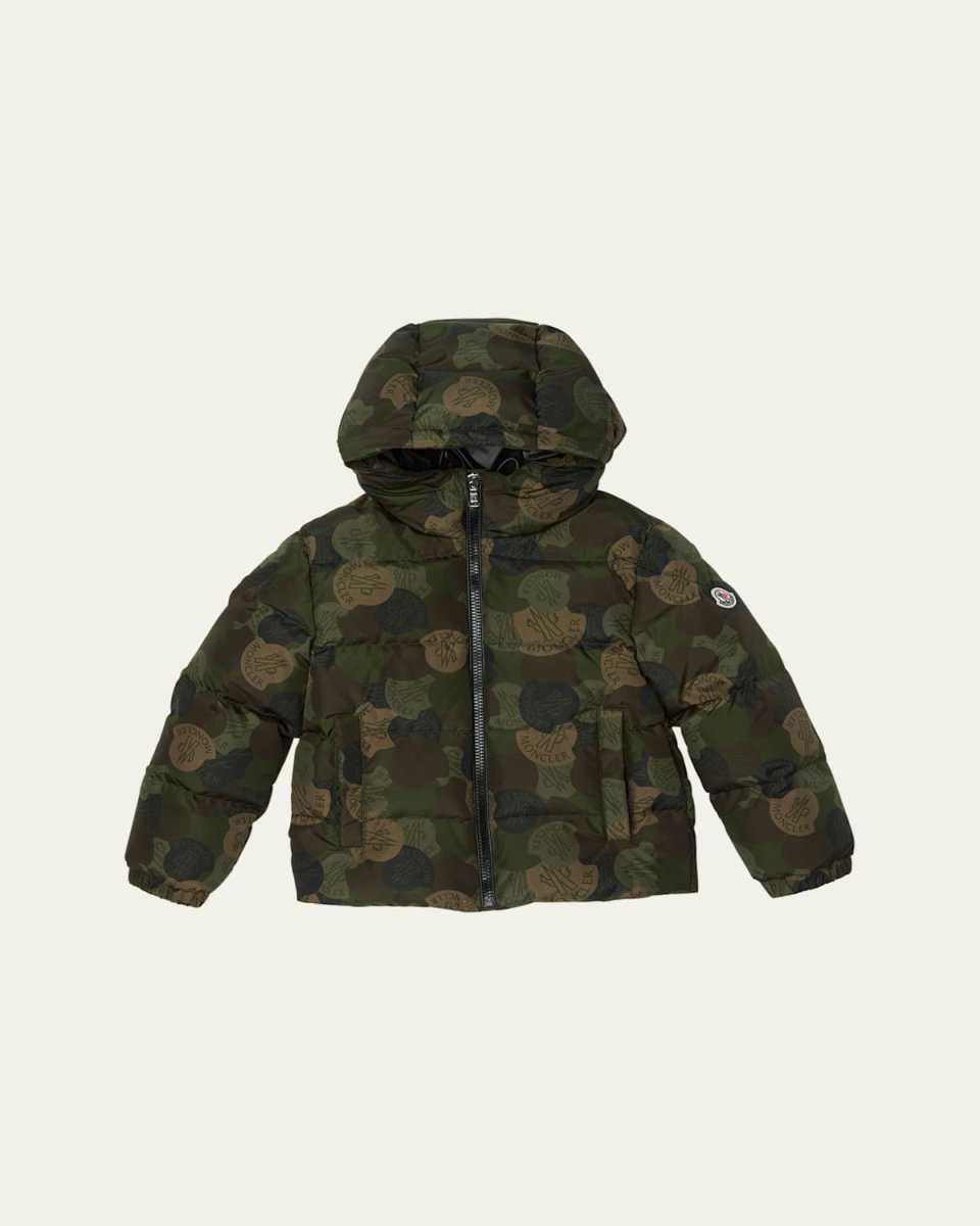 Boy's Escer Camo Logo-Print Puffer Jacket, Size 8-10